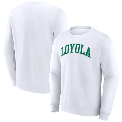Men's Fanatics White Loyola Greyhounds Short Name Pullover Sweatshirt