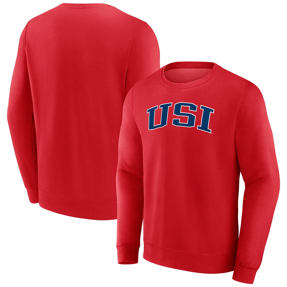 Men's Fanatics Red Southern Indiana Screaming Eagles Short Name Pullover Sweatshirt