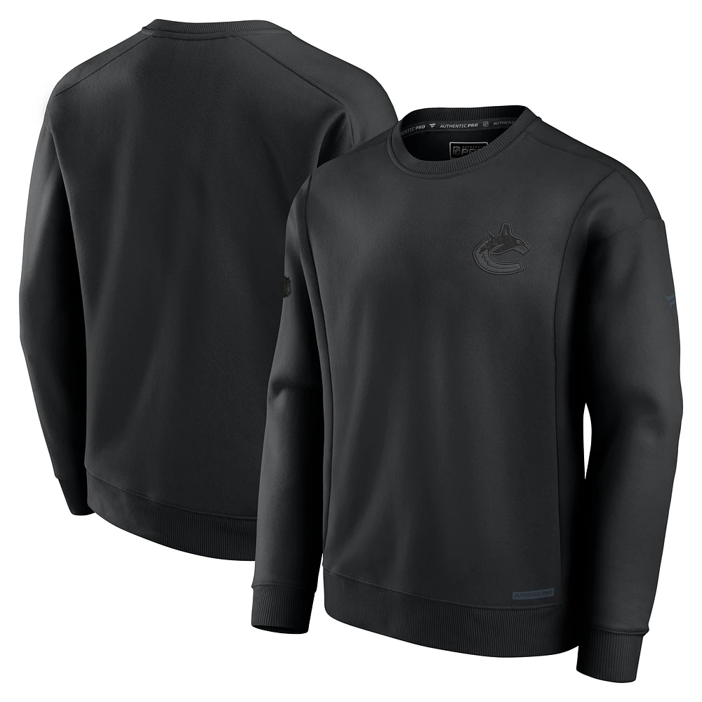 Men's Fanatics Black Vancouver Canucks Authentic Pro Road Fleece Sweatshirt
