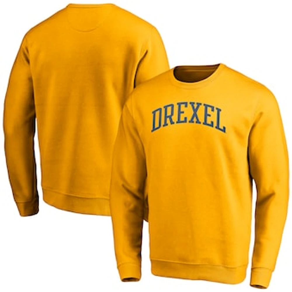 Men's Fanatics Gold Drexel Dragons Arched Fleece Pullover Sweatshirt