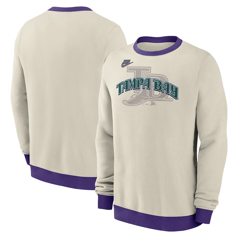 Men's Nike Cream Tampa Bay Rays Cooperstown Collection Fleece Pullover Sweatshirt