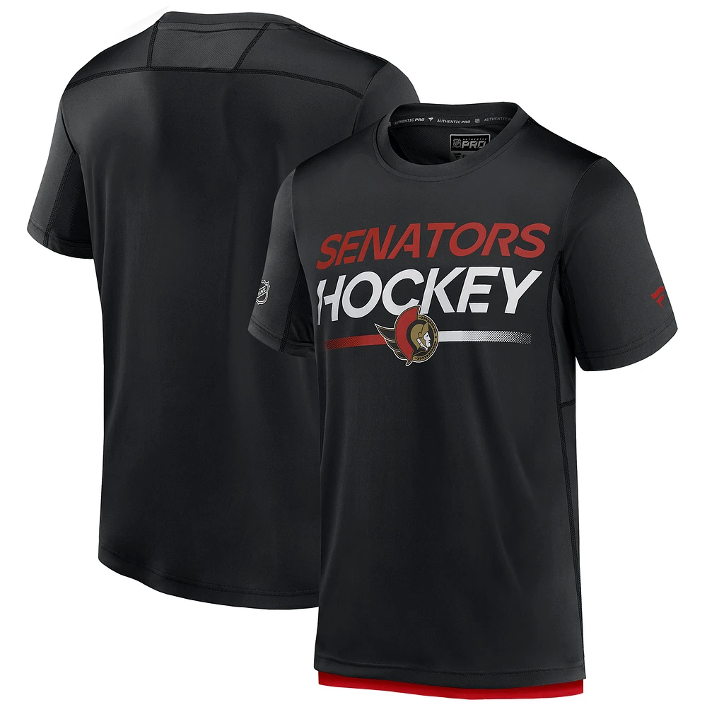 Men's Fanatics Black Ottawa Senators Authentic Pro Tech T-Shirt