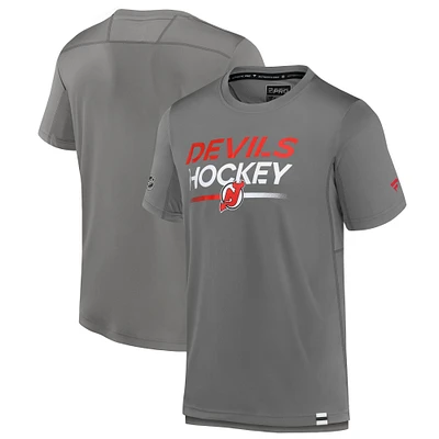 Men's Fanatics Gray New Jersey Devils Authentic Pro Tech T-Shirt