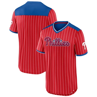 Men's Fanatics Red/Royal Philadelphia Phillies Walk-Off V-Neck T-Shirt
