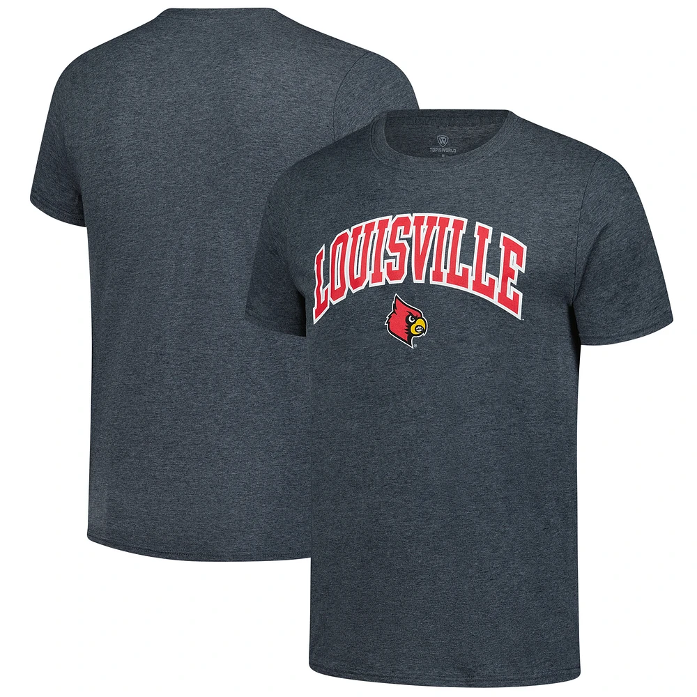 Men's Heather Charcoal Louisville Cardinals Basic Arch T-Shirt