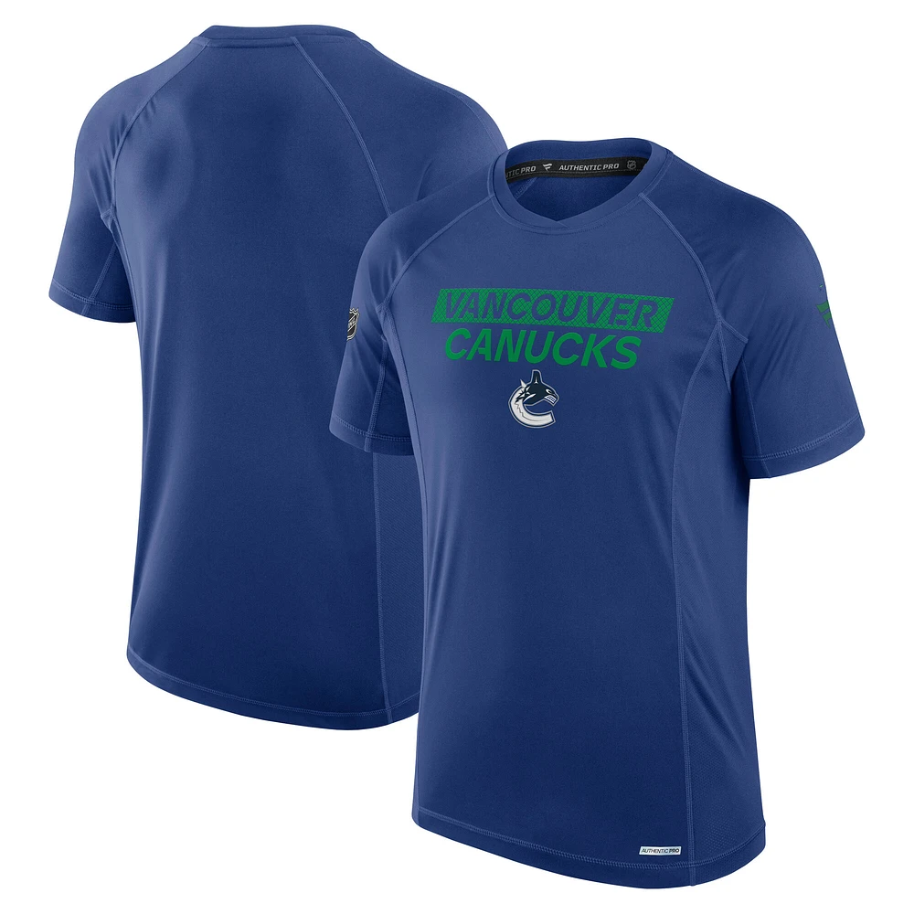 Men's Fanatics Blue Vancouver Canucks Authentic Pro Rink Tech T-Shirt