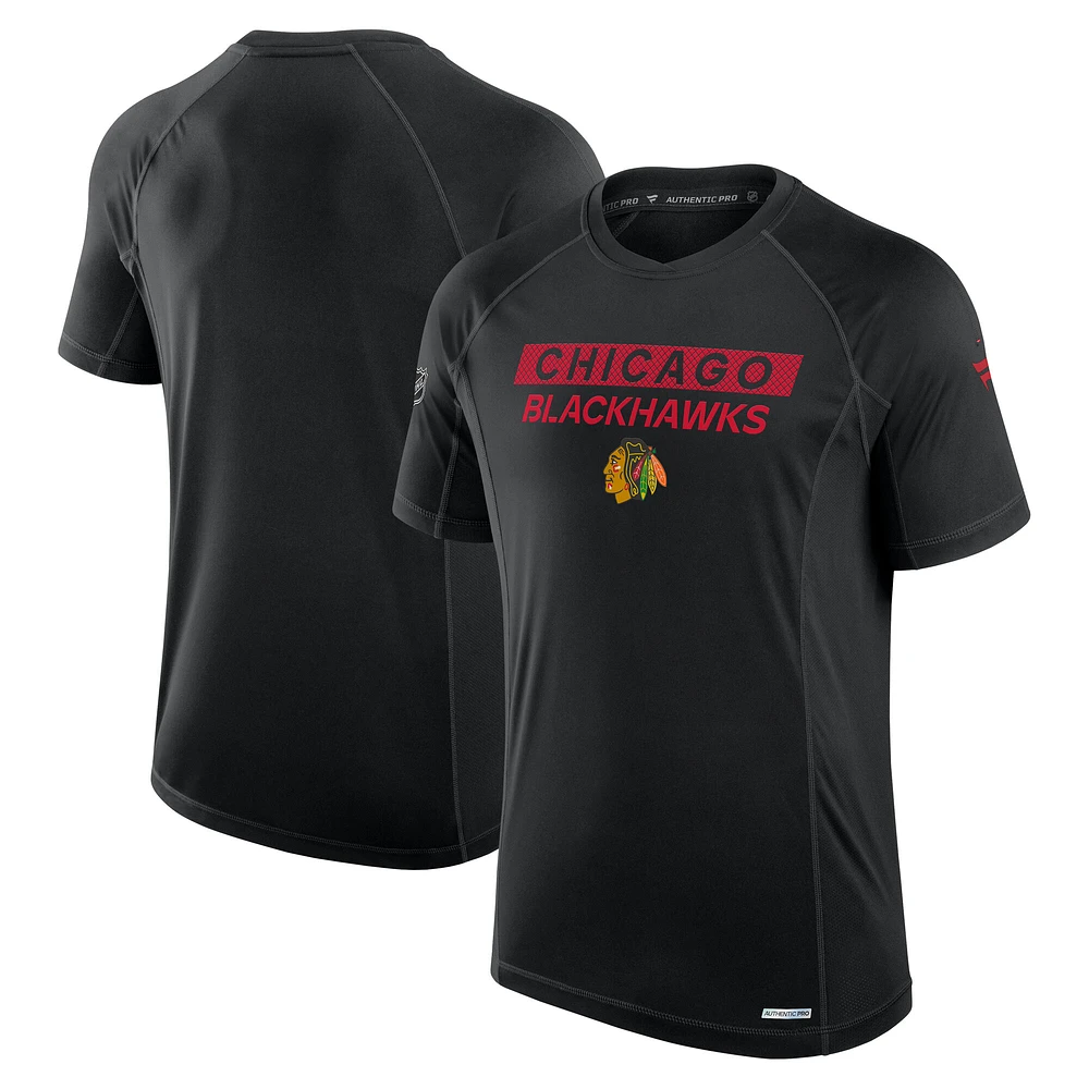 Men's Fanatics Black Chicago Blackhawks Authentic Pro Rink Tech T-Shirt