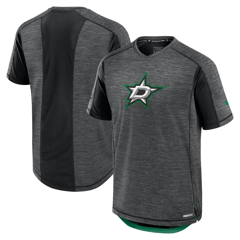 Men's Fanatics Heather Charcoal Dallas Stars Authentic Pro Rink Performance T-Shirt