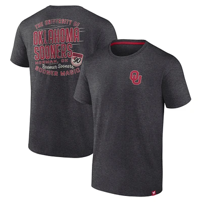 Men's Fanatics Heather Charcoal Oklahoma Sooners Iconic T-Shirt