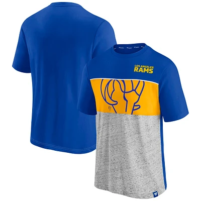 Men's Fanatics Royal Los Angeles Rams Color Block Big Lap Tri-Blend T-Shirt
