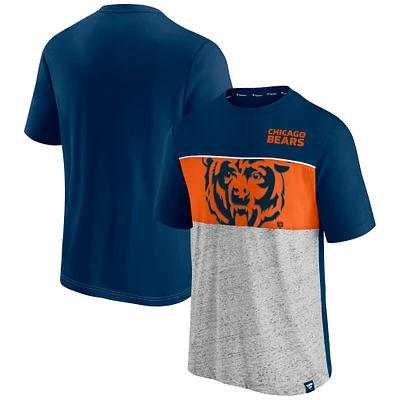 Men's Fanatics Navy Chicago Bears Color Block Big Lap Tri-Blend T-Shirt