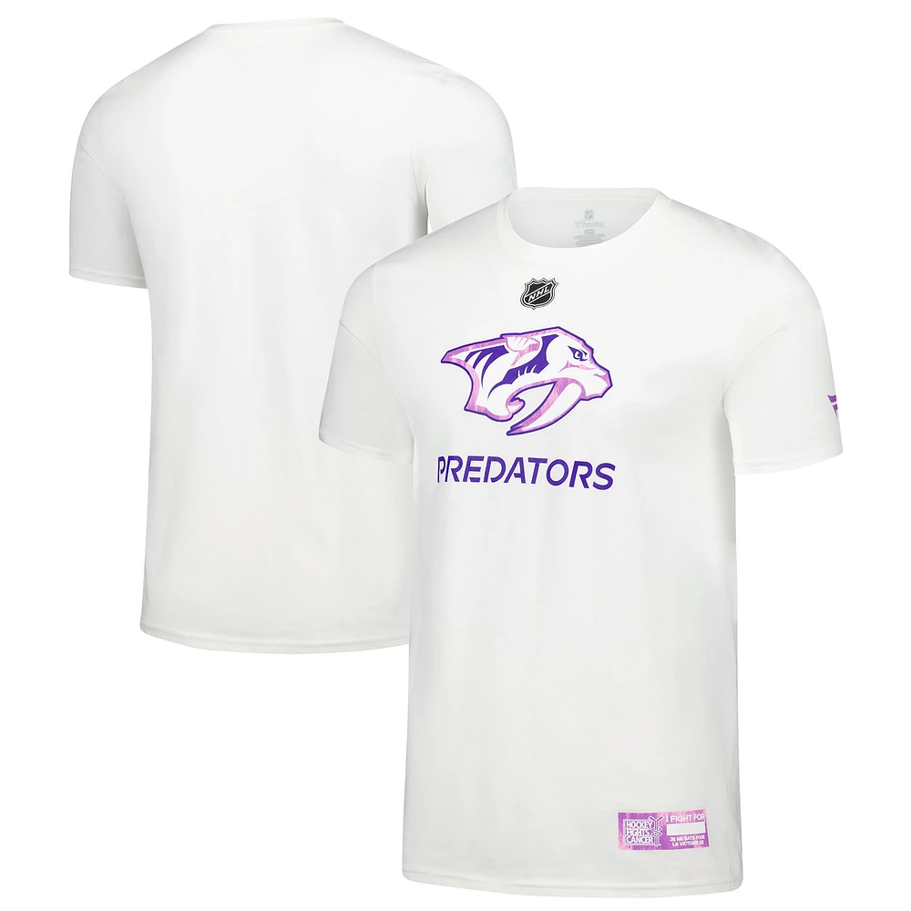 Men's Fanatics White Nashville Predators Authentic Pro Hockey Fights Cancer T-Shirt