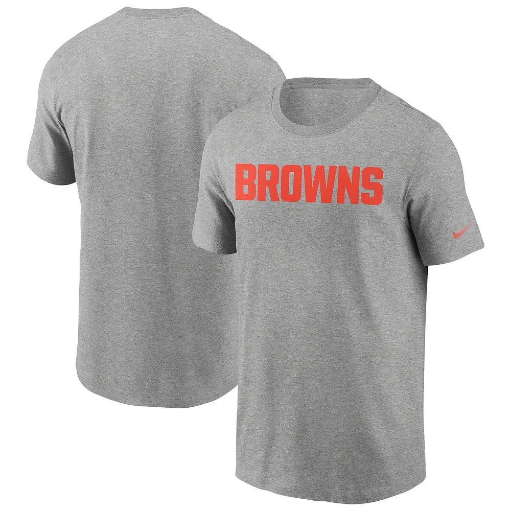 Men's Nike Heather Gray Cleveland Browns Essential Wordmark T-Shirt