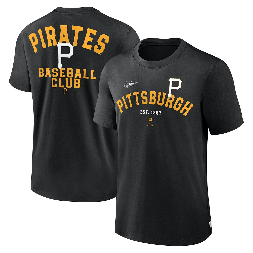Men's Nike Black Pittsburgh Pirates Cooperstown Collection Rewind Slogan T-Shirt