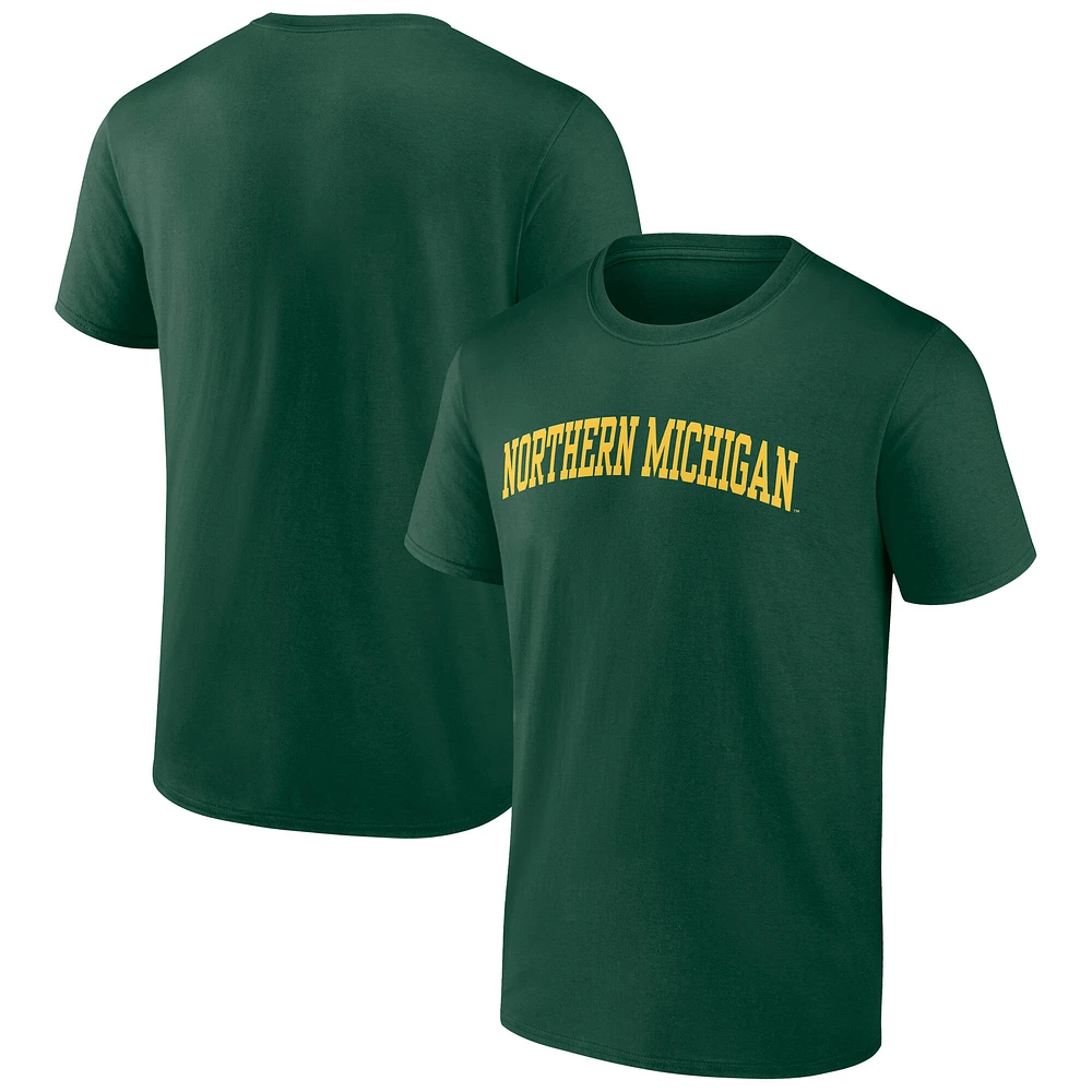 Men's Green Northern Michigan Wildcats Arched Wordmark T-Shirt