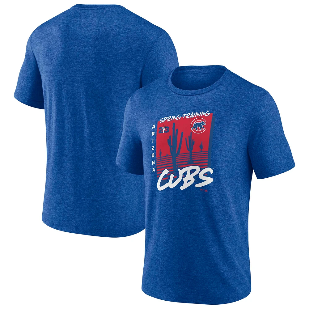 Men's Fanatics Heather Royal Chicago Cubs 2023 Spring Training Tri-Blend T-Shirt