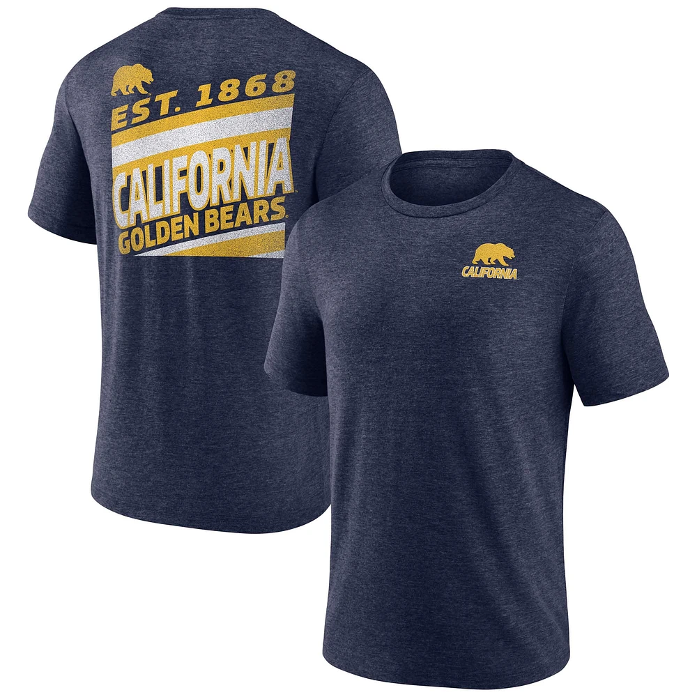 Men's Fanatics Heather Navy Cal Bears Ideal Faded Tri-Blend T-Shirt