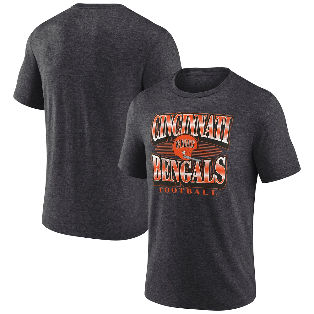 Men's Fanatics Heather Charcoal Cincinnati Bengals Extreme Tackle Tri-Blend T-Shirt