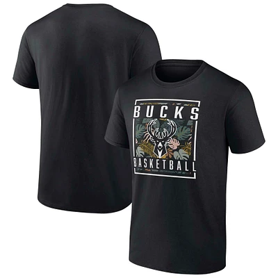 Men's Fanatics Black Milwaukee Bucks Baseline Jumper T-Shirt