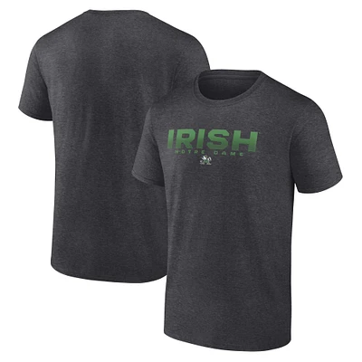 Men's Fanatics Heather Charcoal Notre Dame Fighting Irish Iconic Battle Scars T-Shirt