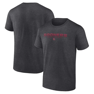 Men's Fanatics Heather Charcoal Oklahoma Sooners Iconic Battle Scars T-Shirt