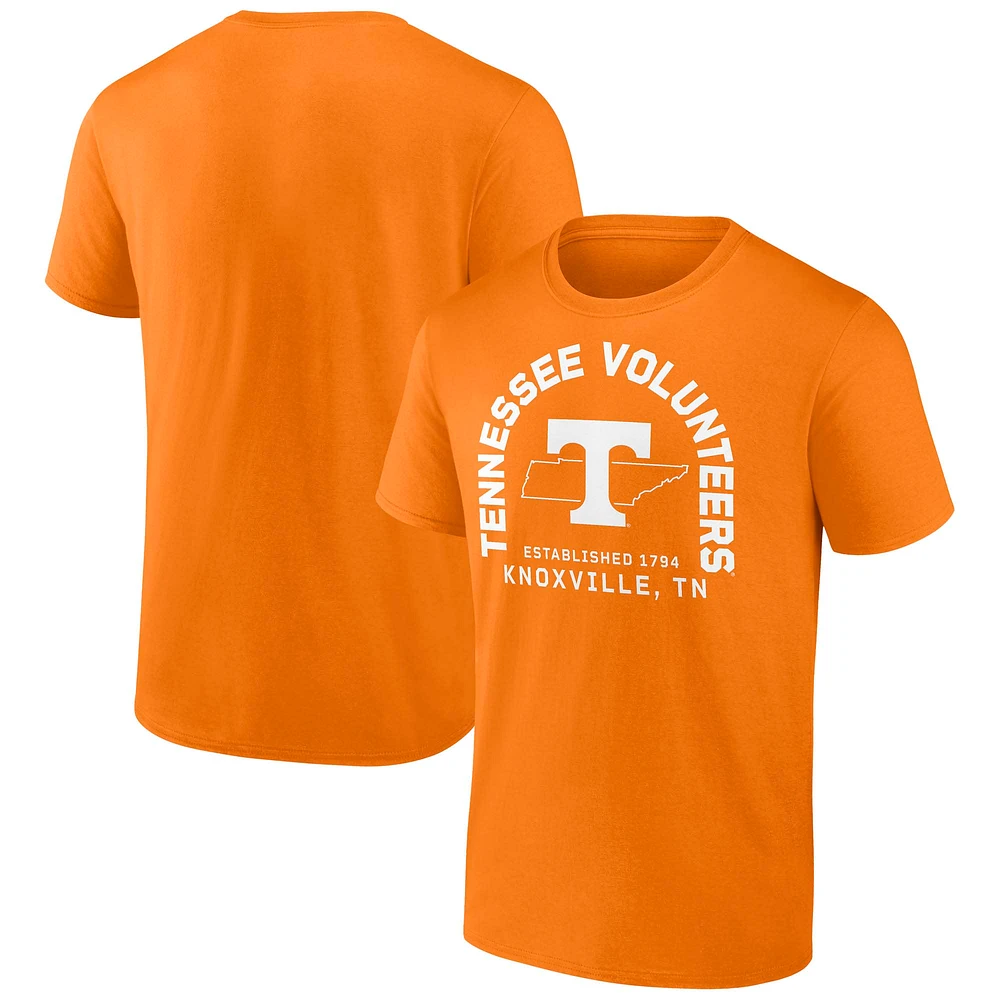 Men's Fanatics Tennessee Orange Volunteers State Established Bridge T-Shirt