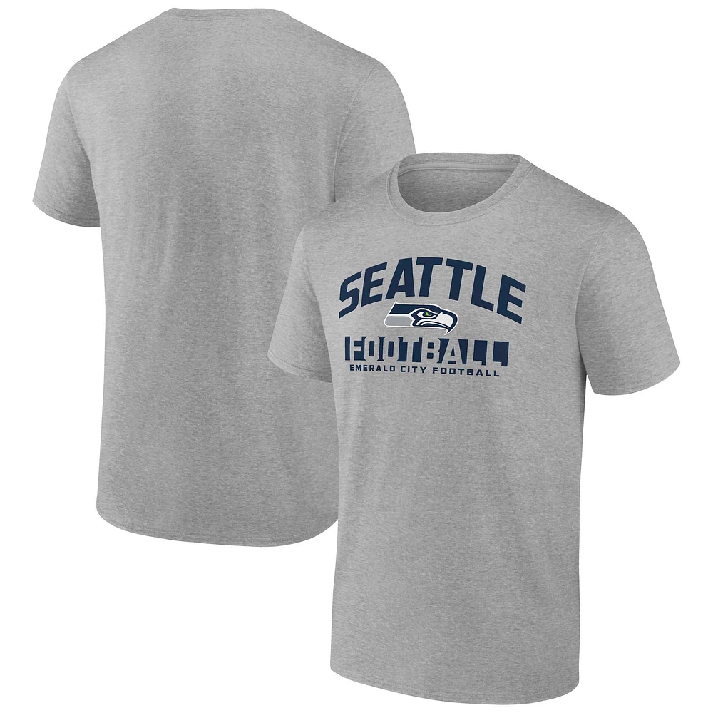 Men's Fanatics Heather Gray Seattle Seahawks Screen Blocking T-Shirt