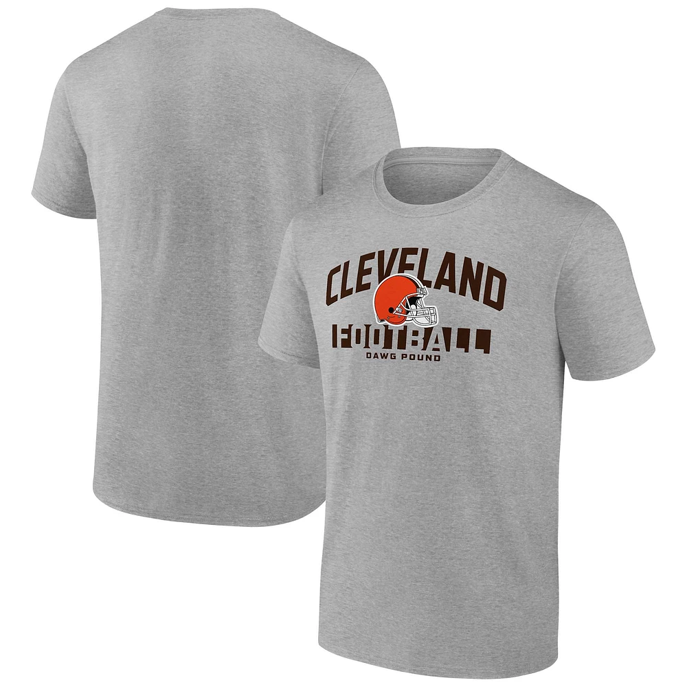 Men's Fanatics Heather Gray Cleveland Browns Screen Blocking T-Shirt