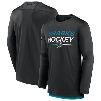 Men's Fanatics Black San Jose Sharks Authentic Pro Tech Long Sleeve T-Shirt