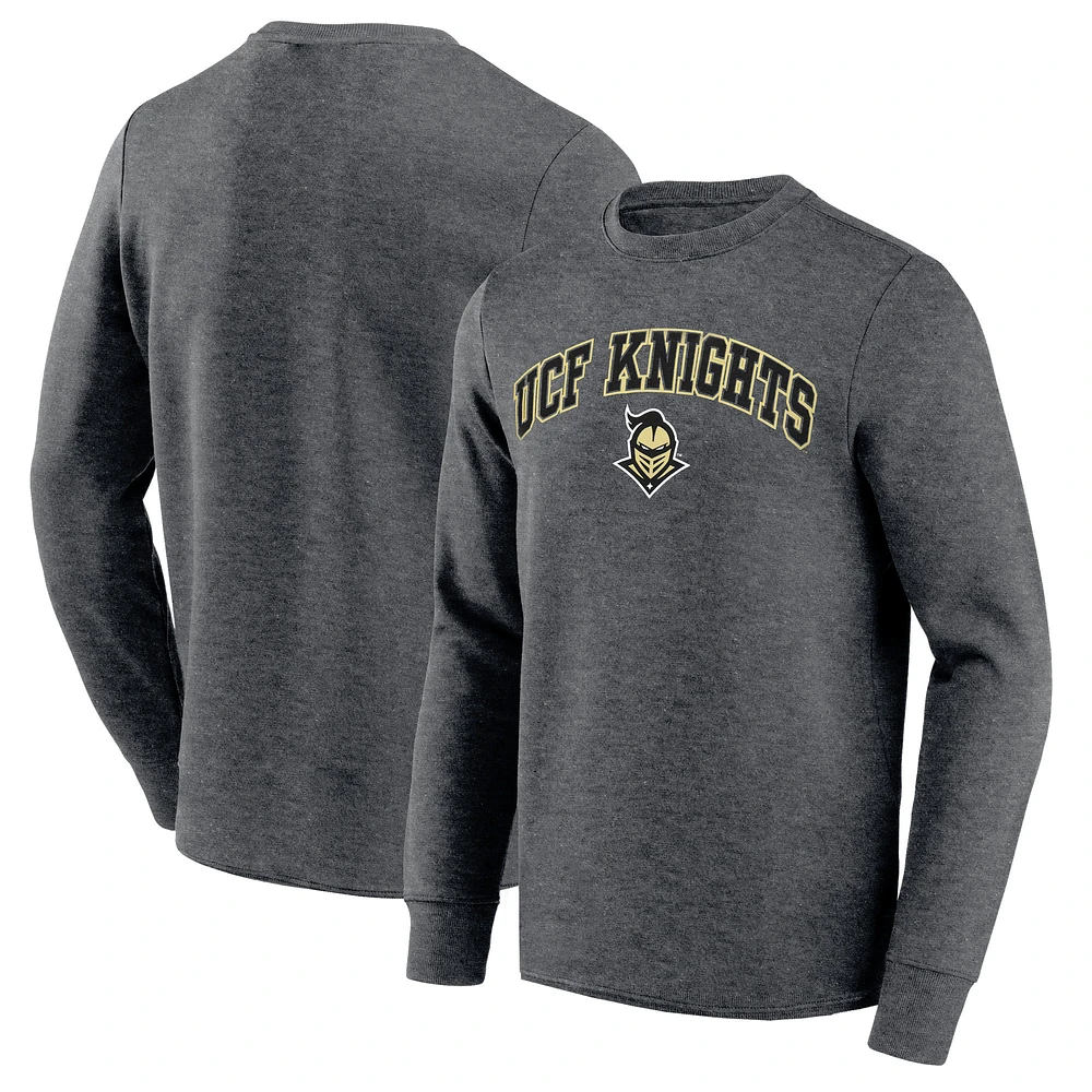 Men's Heather Charcoal UCF Knights Team Logo Long Sleeve T-Shirt