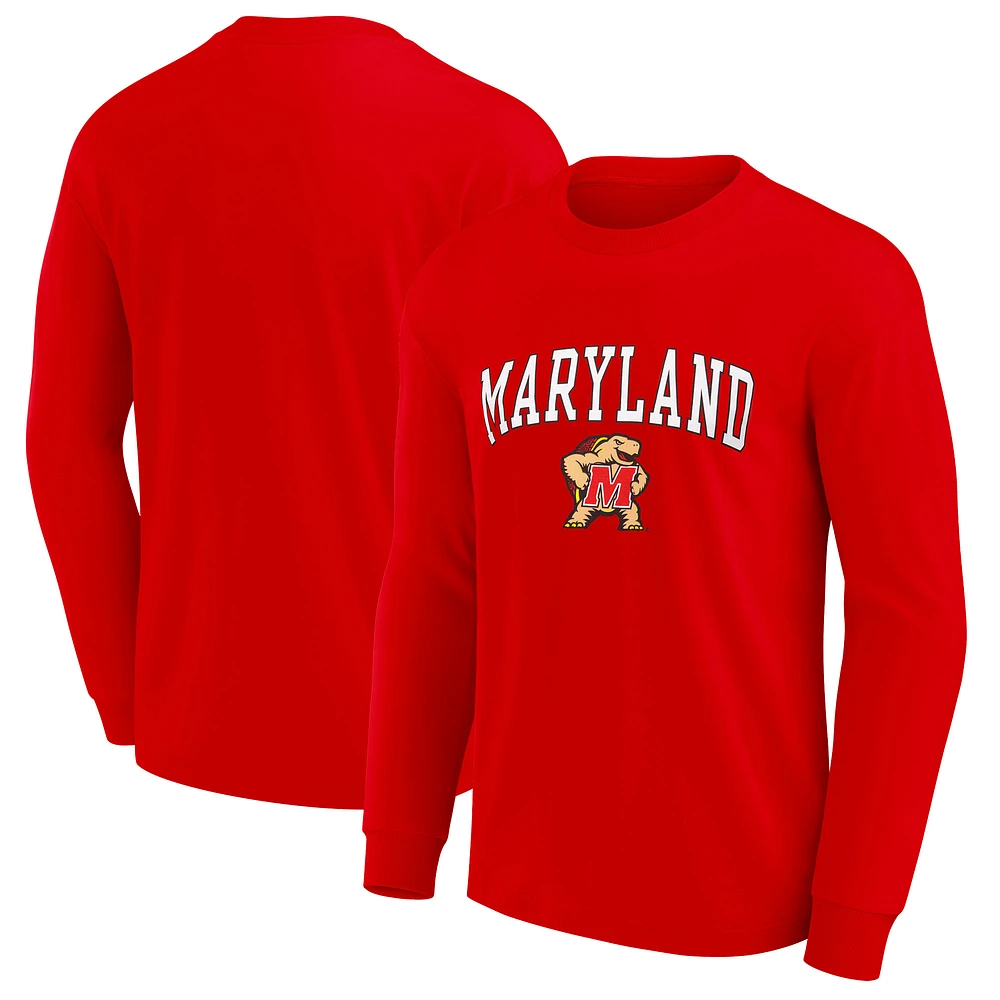 Men's Red Maryland Terrapins Team Logo Long Sleeve T-Shirt