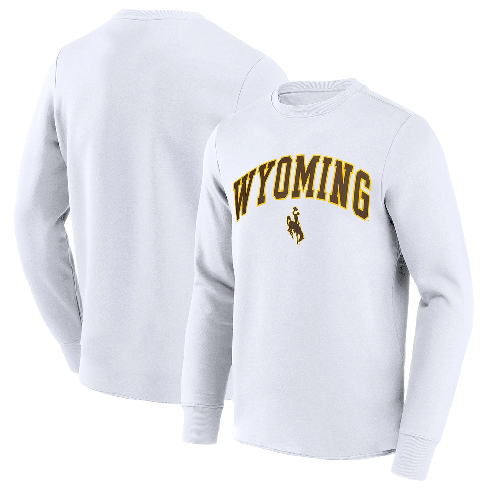 Men's White Wyoming Cowboys Basic Arch Long Sleeve T-Shirt