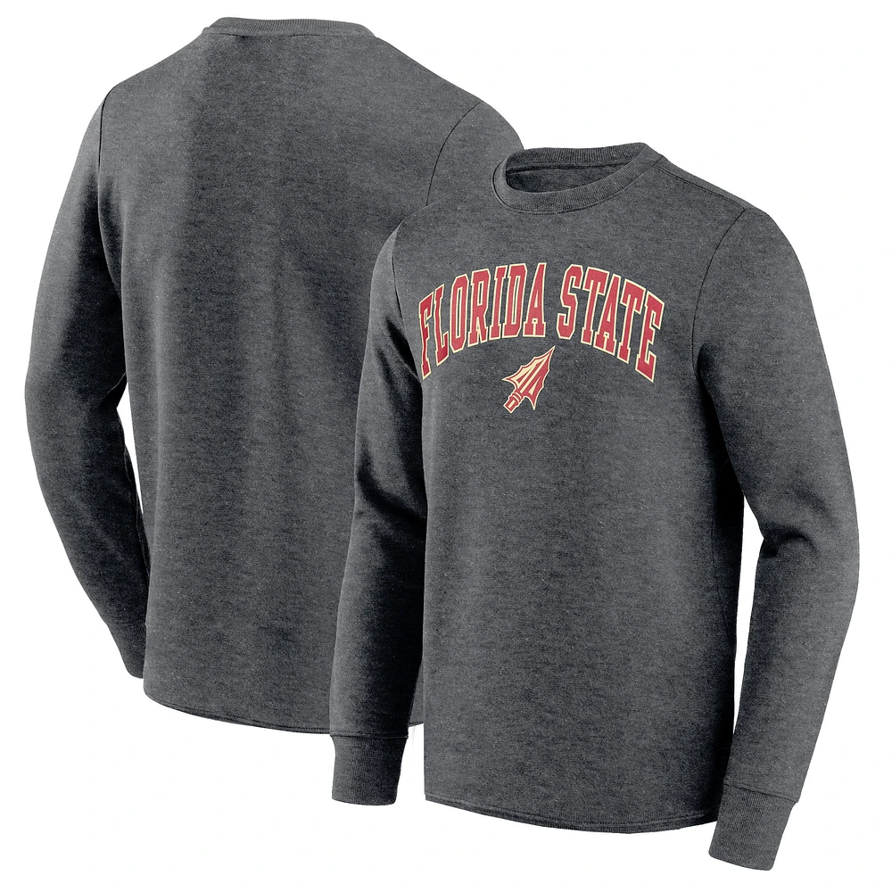 Men's Heather Charcoal Florida State Seminoles Team Long Sleeve T-Shirt