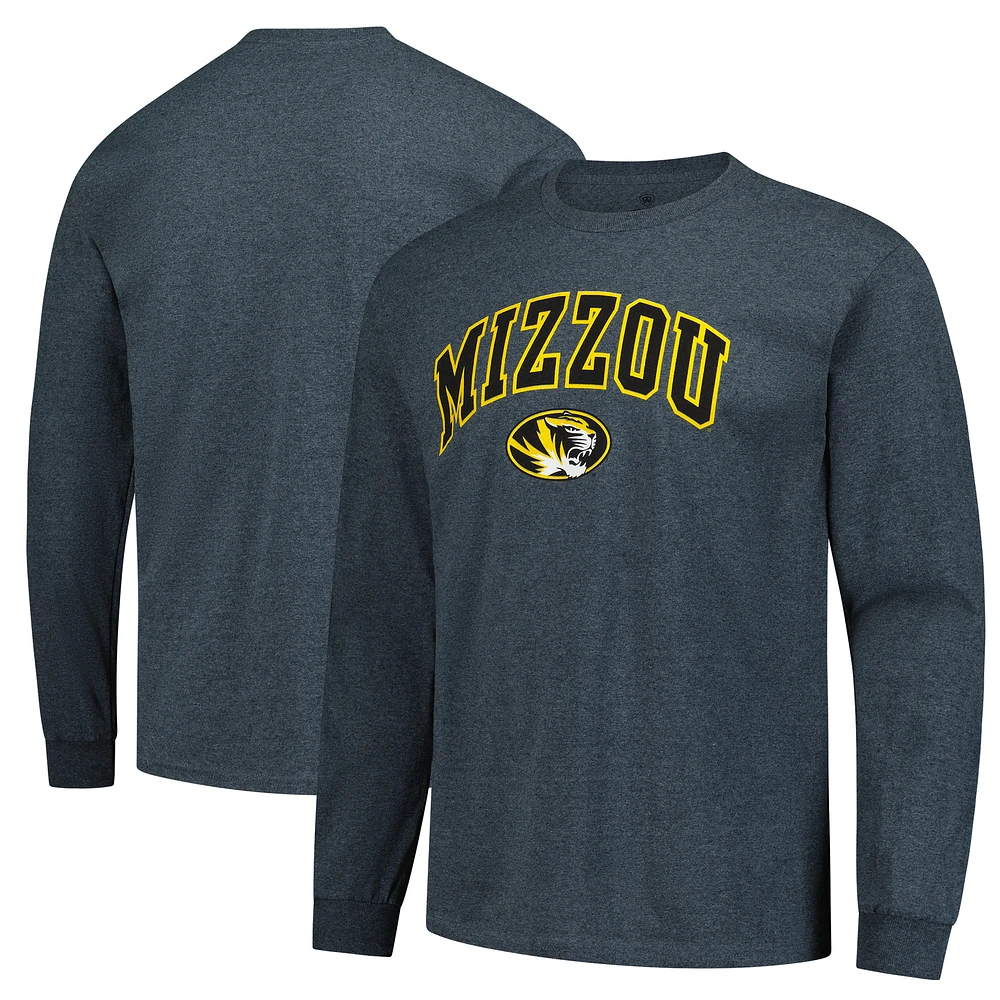 Men's Heather Charcoal Missouri Tigers Basic Long Sleeve T-Shirt