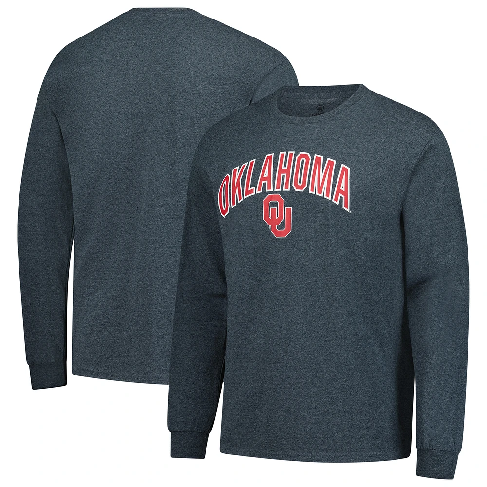 Men's Heather Charcoal Oklahoma Sooners Basic Mascot Long Sleeve T-Shirt