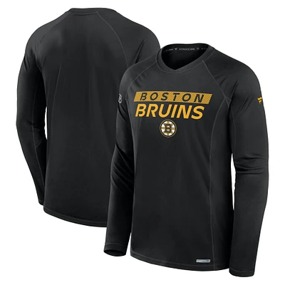 Men's Fanatics Black Boston Bruins Authentic Pro Rink Tech Raglan Long Sleeve T-Shirt