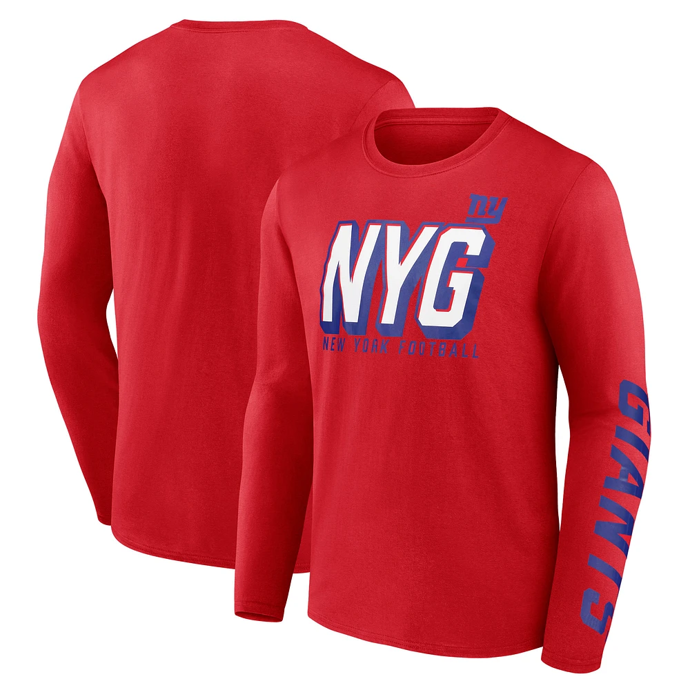 Men's Fanatics Red New York Giants Long Sleeve T-Shirt