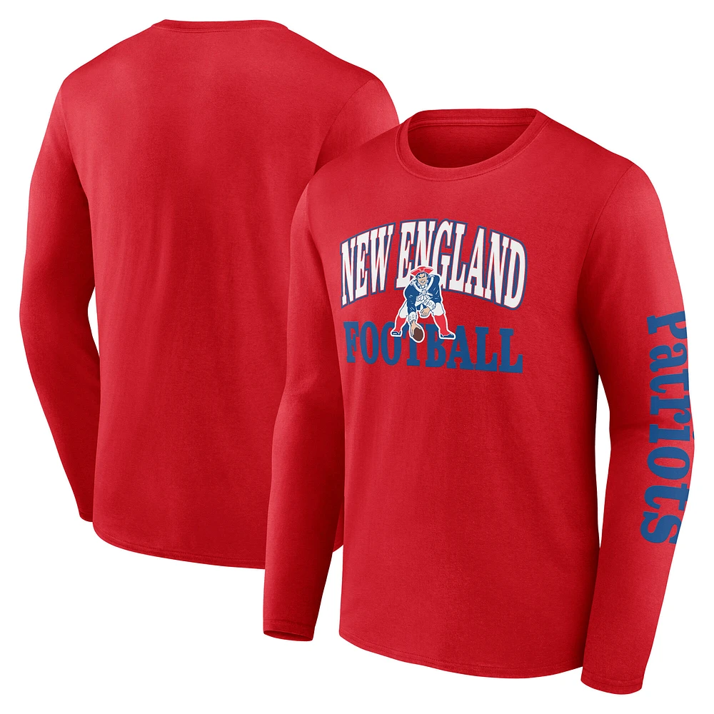 Men's Fanatics Red New England Patriots Vintage Combo Up Two Long Sleeve T-Shirt
