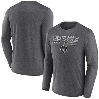 Men's Fanatics Heather Charcoal Las Vegas Raiders Fundamentals Long Sleeve T-Shirt