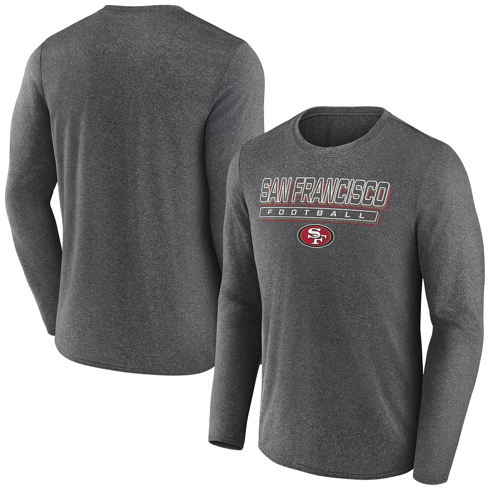 Men's Fanatics Heather Charcoal San Francisco 49ers Fundamentals Long Sleeve T-Shirt