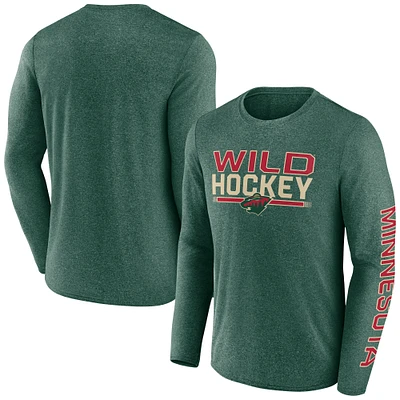 Men's Fanatics Heather Green Minnesota Wild Sweep Iconic Synthetic Long Sleeve T-Shirt