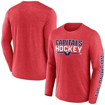 Men's Fanatics Heather Red Washington Capitals Sweep Iconic Synthetic Long Sleeve T-Shirt