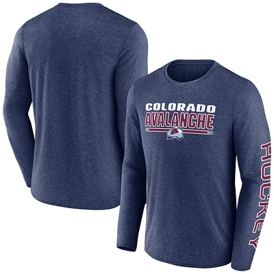 Men's Fanatics Heather Navy Colorado Avalanche Sweep Iconic Synthetic Long Sleeve T-Shirt