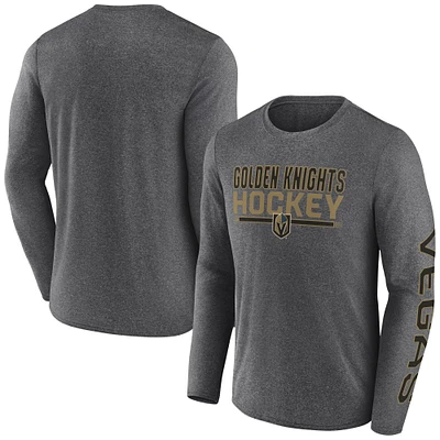 Men's Fanatics Heather Charcoal Vegas Golden Knights Sweep Iconic Synthetic Long Sleeve T-Shirt