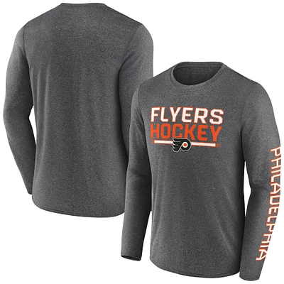 Men's Fanatics Heather Charcoal Philadelphia Flyers Sweep Iconic Synthetic Long Sleeve T-Shirt