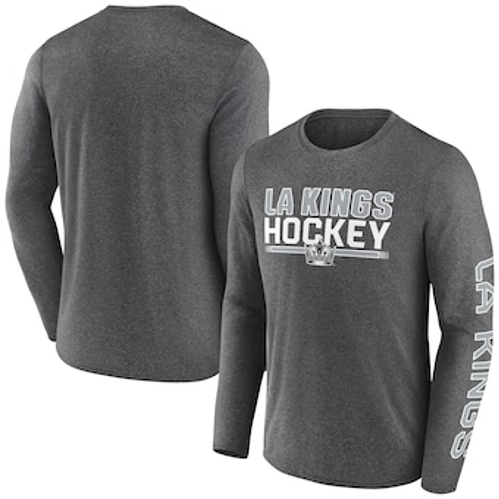 Men's Fanatics Heather Charcoal Los Angeles Kings Sweep Iconic Synthetic Long Sleeve T-Shirt