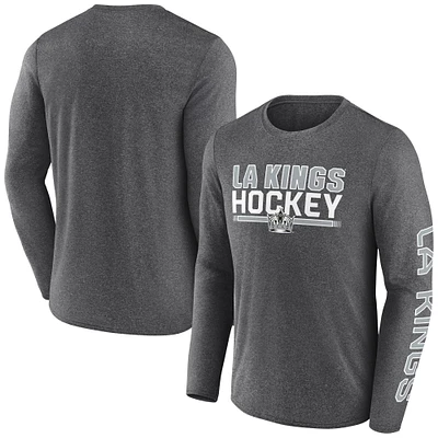 Men's Fanatics Heather Charcoal Los Angeles Kings Sweep Iconic Synthetic Long Sleeve T-Shirt