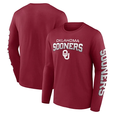 Men's Fanatics Crimson Oklahoma Sooners Iconic Anyone's Game Long Sleeve T-Shirt