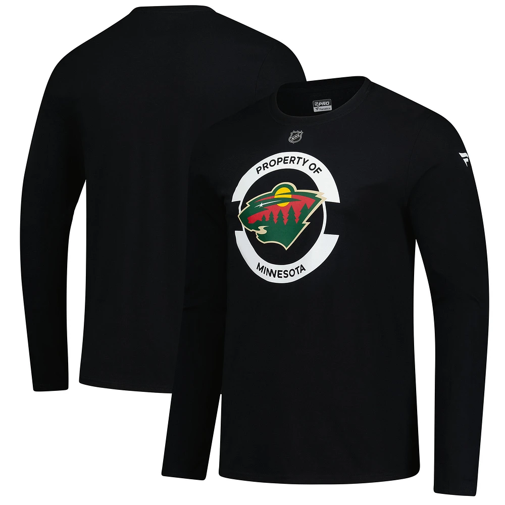 Men's Fanatics Black Minnesota Wild Authentic Pro Practice Long Sleeve T-Shirt