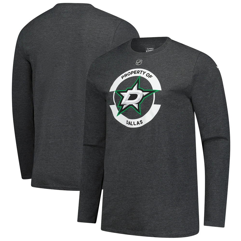 Men's Fanatics Heather Charcoal Dallas Stars Authentic Pro Practice Long Sleeve T-Shirt